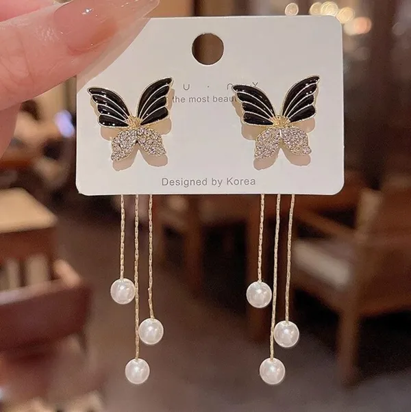 Pack_Of_2__Korean_Studded_Butterfly_Tassel_Earrings_Purple_And_Black_Alloy_Drops_And_Danglers_For_Women