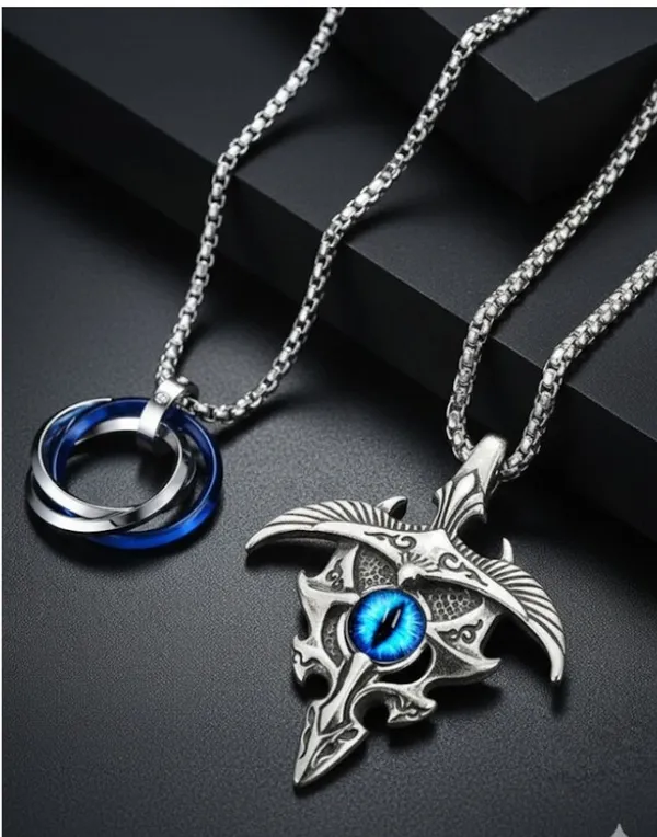 Silver_&_Blue_Alloy_Locket_Set_For__Men