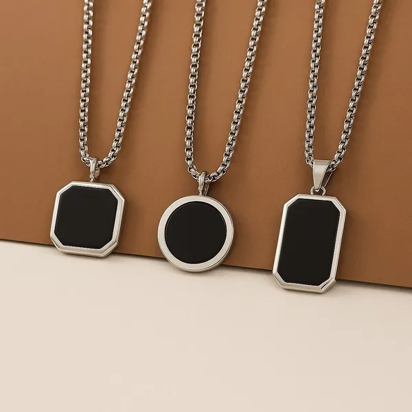 Silver_&_Black_Alloy_Locket_Set_For__Men