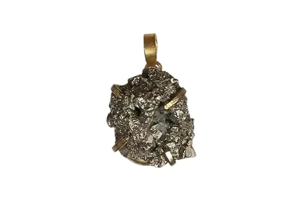 Grey_Natural_Pyrite_Crystal_Pendant_Gold-Plated_Bail_Raw_Mineral_Jewelry