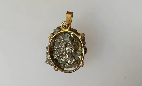 Grey_Natural_Pyrite_Crystal_Pendant_Gold-Plated_Bail_Raw_Mineral_Jewelry