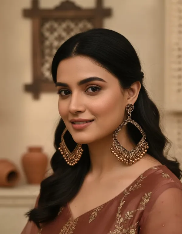 Antique_Gold_Metal_Earrings_For_Women