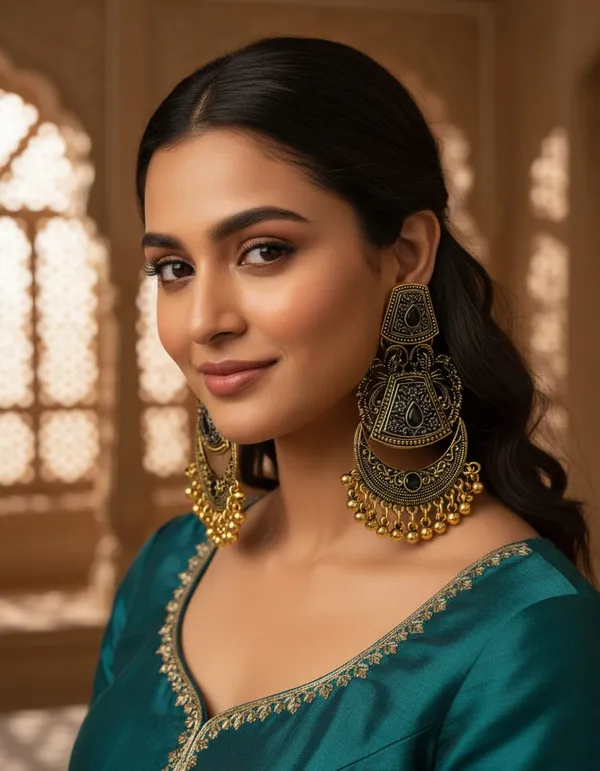 Oxidized_Gold_Fabric_Chandbali_Earrings_For_Women