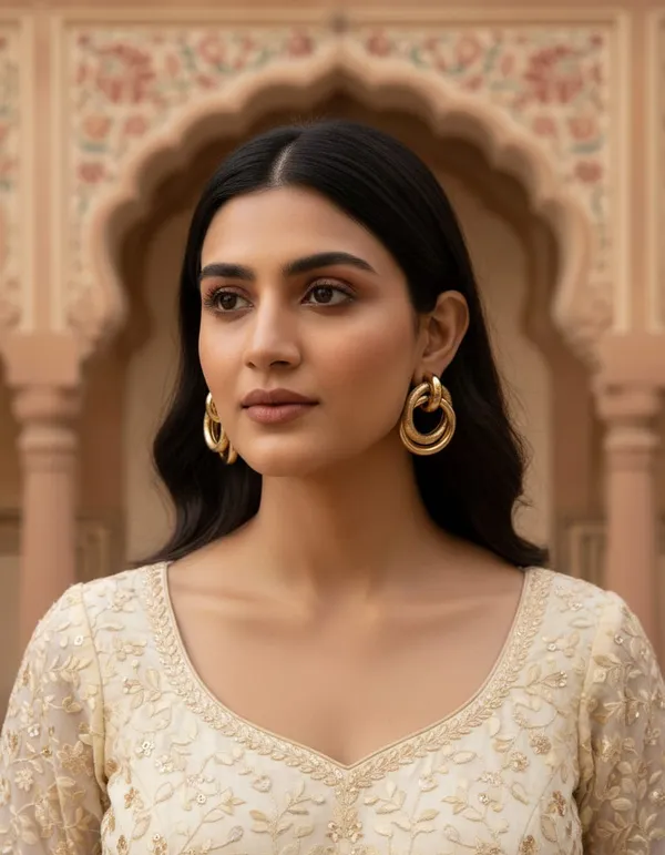 Gold_Toned_Metal_With_Pearl_Hoop_Earrings_For_Women
