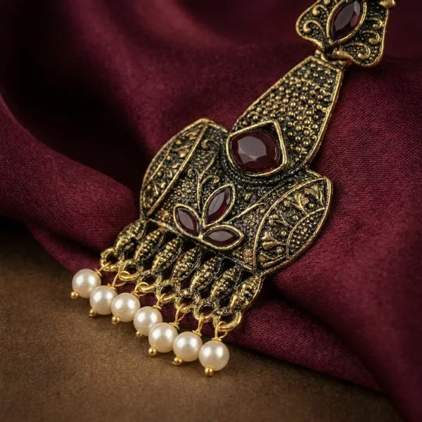 Antique_Gold_Oxidized_Metal_With_Pearl_Jhumka_Earrings_For_Women