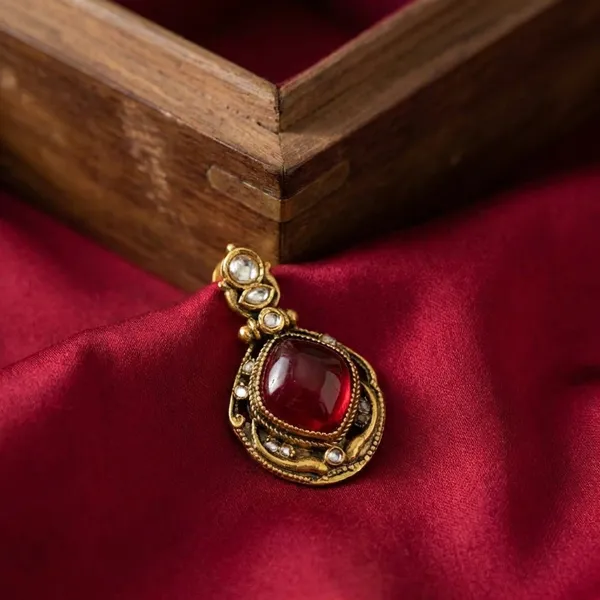 Gold_Toned_Red_Metal_Earrings_For_Women