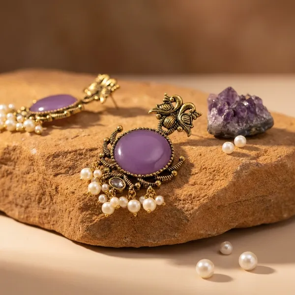 Purple_Metal_With_Stone_And_Pearl_Chandbali_Earrings_For_Women