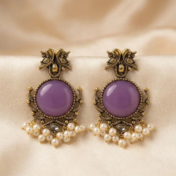 Purple_Metal_With_Stone_And_Pearl_Chandbali_Earrings_For_Women