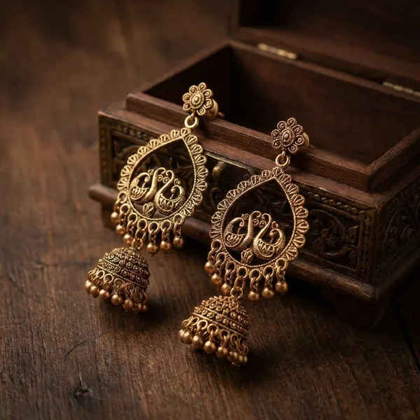 Gold_Toned_Metal_With_Pearl_Jhumka_Earrings_For_Women