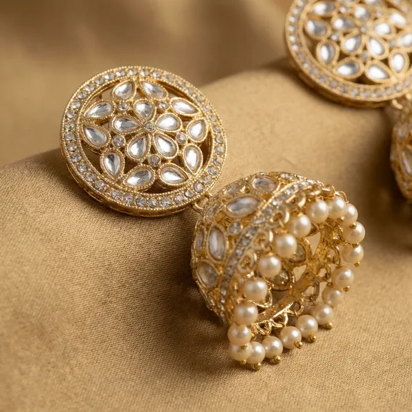 Gold_Toned_Kundan_Pearl_Jhumka_Earrings_For_Women