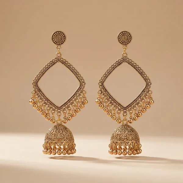 Antique_Gold_Metal_Earrings_For_Women