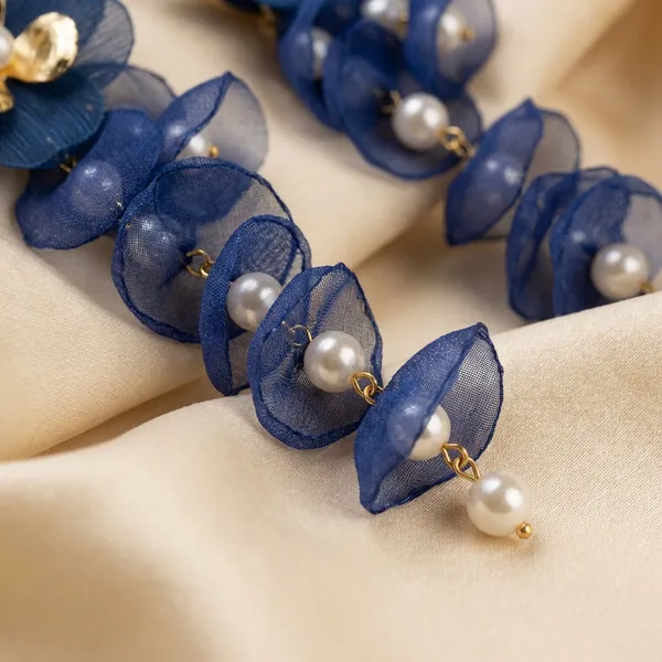 Navy_Blue_Fabric_Drop_Earrings_For_Women