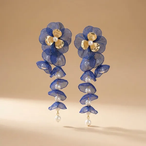 Navy_Blue_Fabric_Drop_Earrings_For_Women