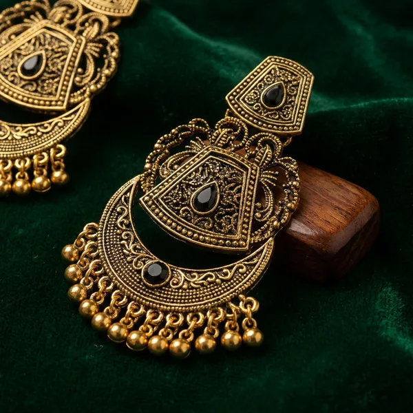Oxidized_Gold_Fabric_Chandbali_Earrings_For_Women