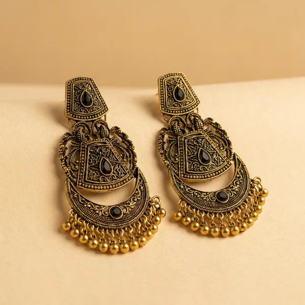Oxidized_Gold_Fabric_Chandbali_Earrings_For_Women