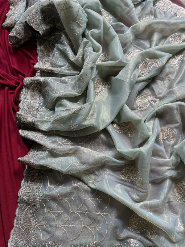 Designer_Solid_Color_Tissue_Silk_Saree_with_Heavy_Embroidery_Work_Blouse_For_Women