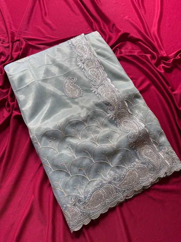 Designer_Solid_Color_Tissue_Silk_Saree_with_Heavy_Embroidery_Work_Blouse_For_Women