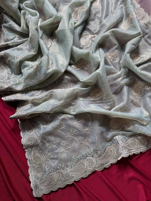 Designer_Solid_Color_Tissue_Silk_Saree_with_Heavy_Embroidery_Work_Blouse_For_Women