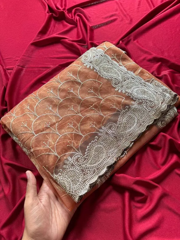 Chocolate_Designer_Tissue_Silk_Saree_with_Viscose_Embroidery_and_Stone_Work__Fancy_Saree_For_Women