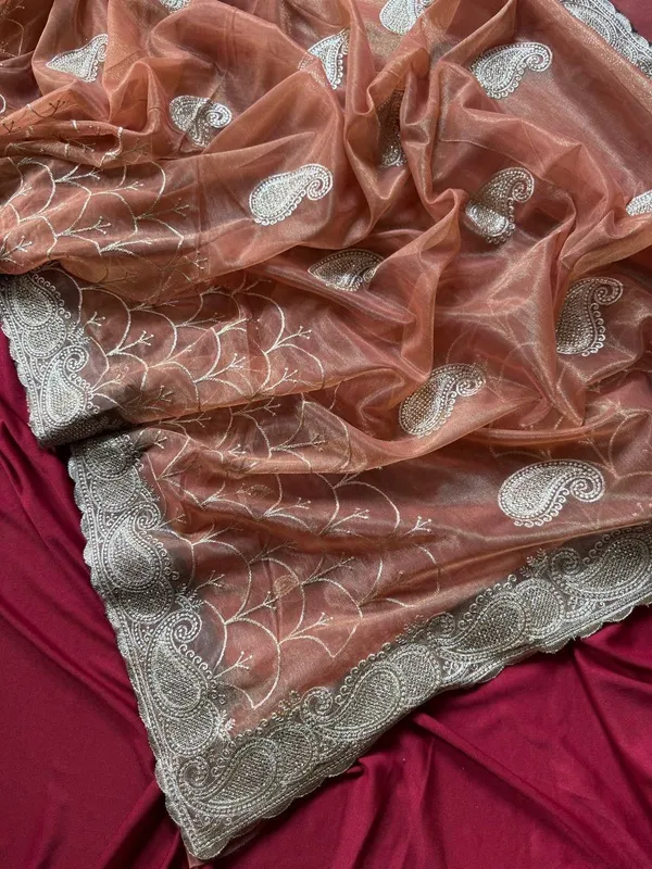 Chocolate_Designer_Tissue_Silk_Saree_with_Viscose_Embroidery_and_Stone_Work__Fancy_Saree_For_Women