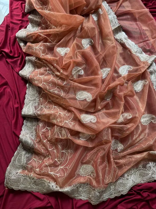Chocolate_Designer_Tissue_Silk_Saree_with_Viscose_Embroidery_and_Stone_Work__Fancy_Saree_For_Women