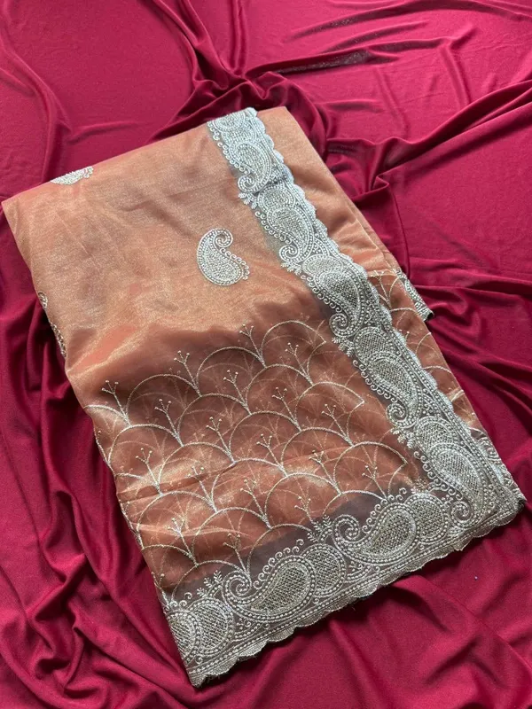 Chocolate_Designer_Tissue_Silk_Saree_with_Viscose_Embroidery_and_Stone_Work__Fancy_Saree_For_Women