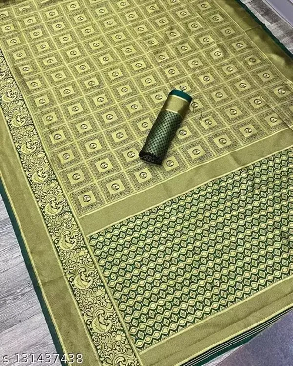 ESOMIC_Woven_Banarasi_Pure_Silk_Saree_(Green)