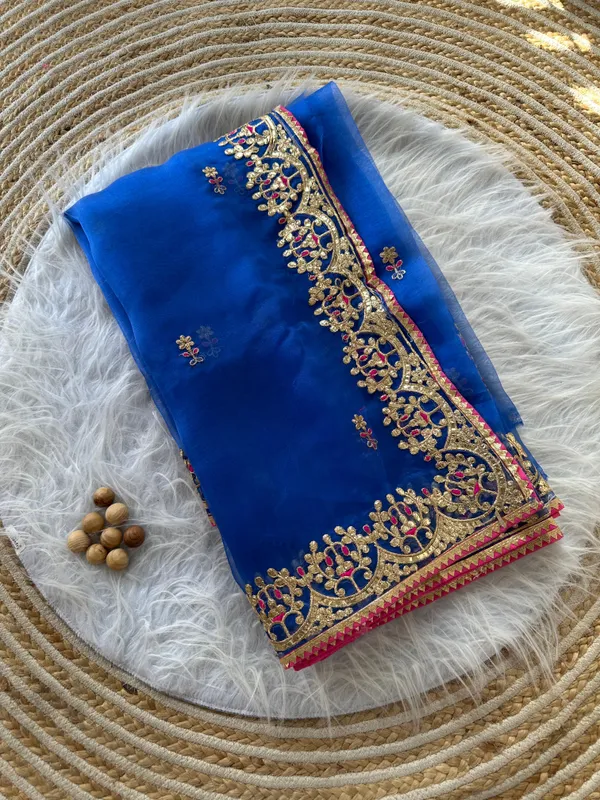 Blue_Heavy_Silver_Embroidery_Work_Saree_with_Full_Silver_Stone_Work__For_Women