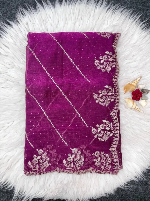 Gajri_Heavy_Silver_Embroidery_Work_Saree_with_Full_Silver_Stone_Work__For_Women