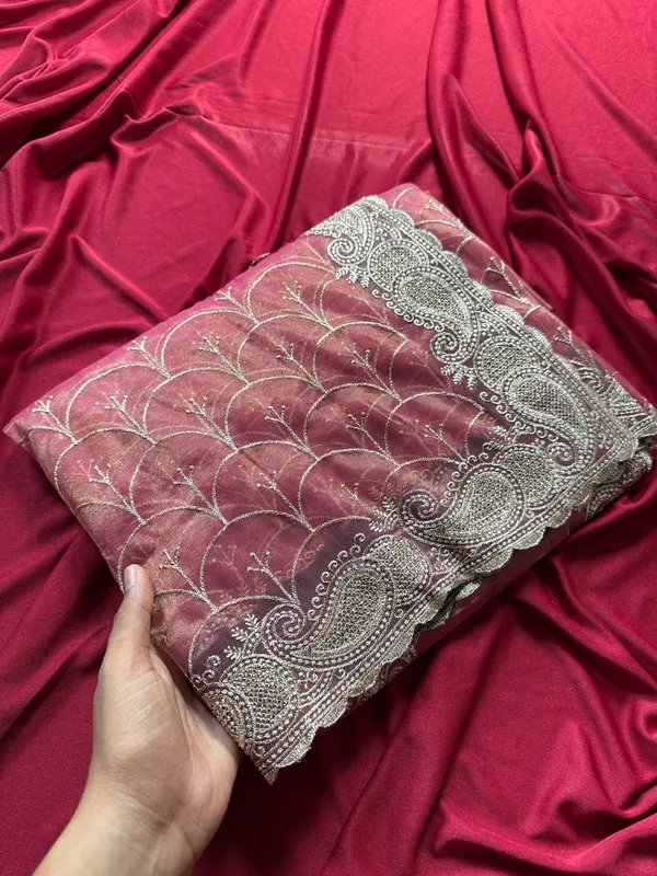 Dark_Pink_Heavy_Silver_Embroidery_Work_Saree_with_Full_Silver_Stone_Work__For_Women