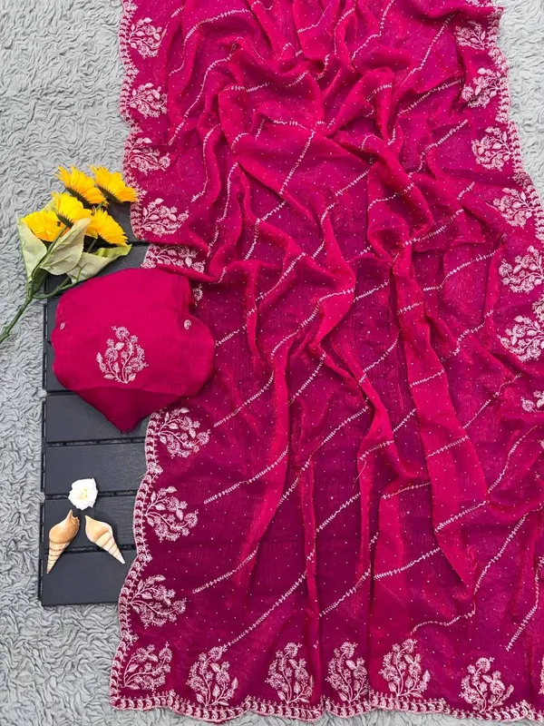 Fenti_Pink_Heavy_Silver_Embroidery_Work_Saree_with_Full_Silver_Stone_Work__For_Women