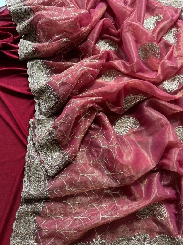 Dark_Pink_Heavy_Silver_Embroidery_Work_Saree_with_Full_Silver_Stone_Work__For_Women