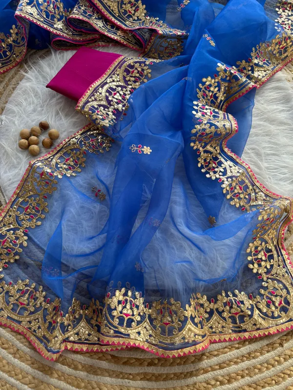 Blue_Heavy_Silver_Embroidery_Work_Saree_with_Full_Silver_Stone_Work__For_Women