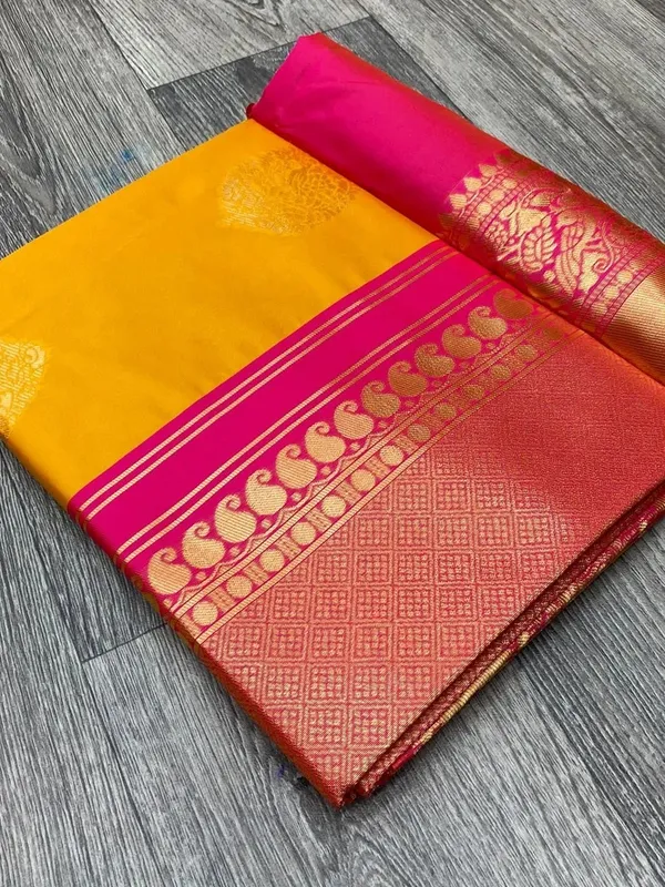 KIVERA_Woven_Kanjivaram_Silk_Blend_Saree_(Yellow)