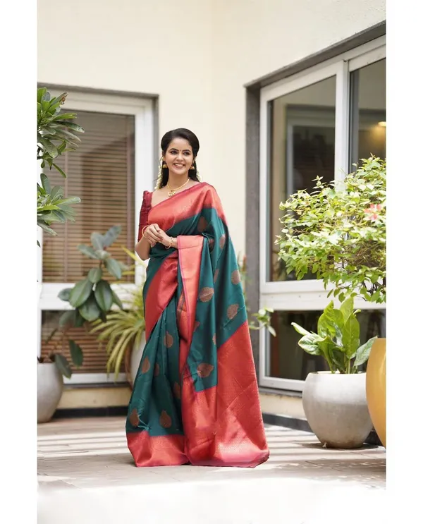 SAAGPAN_Self_Design_Banarasi_Cotton_Silk_Saree_(Pink,_Red)