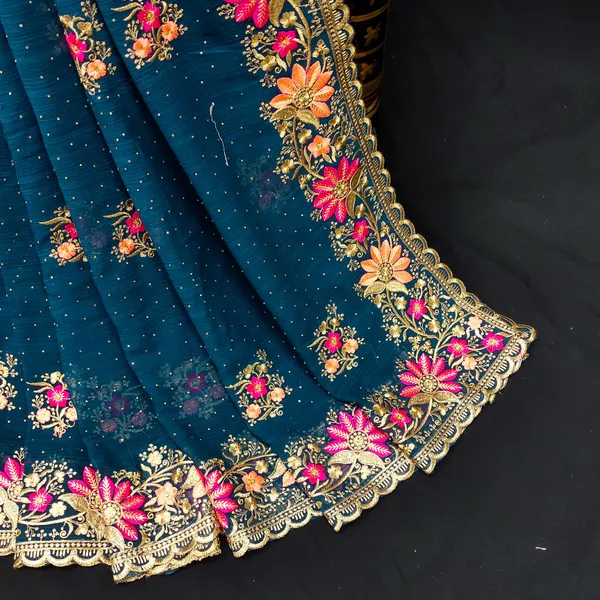 Firozi_Embroidered_Bollywood_Saree_For_Women