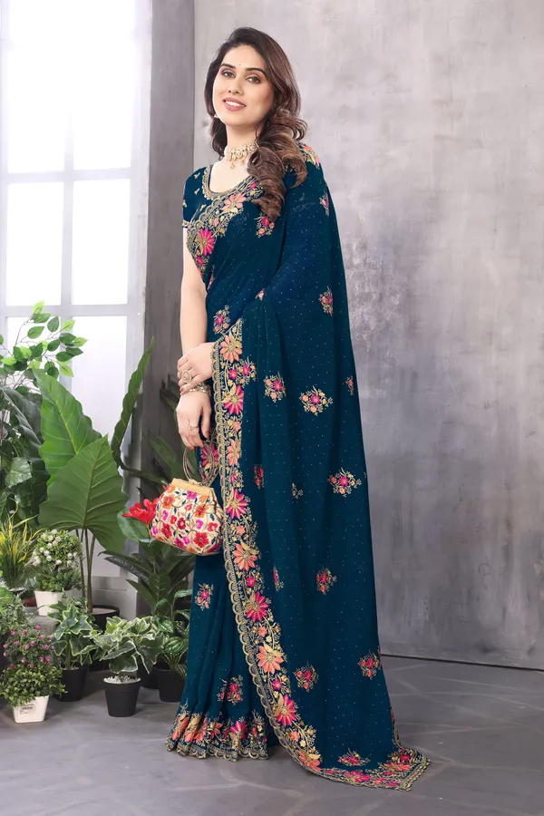 Firozi_Embroidered_Bollywood_Saree_For_Women