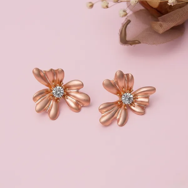 Rosegold_Flower_Stud_Earrings_For_Women
