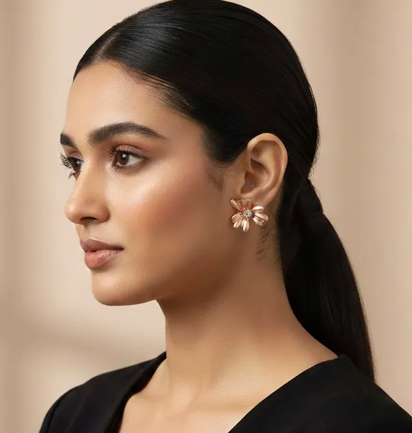 Rosegold_Flower_Stud_Earrings_For_Women