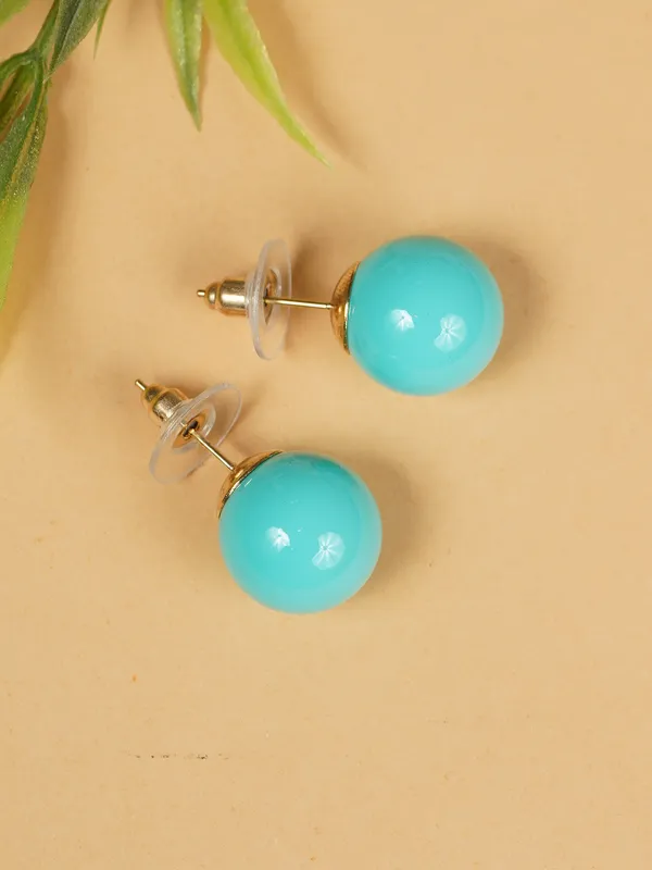 Cyan_Colour_Pearl_Stud_Earrings