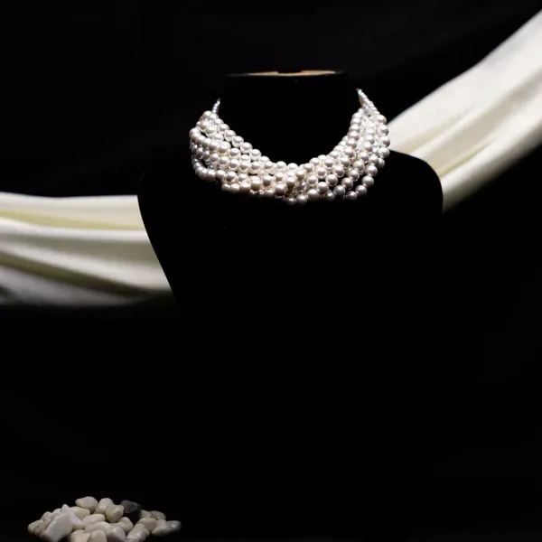 White_Brass_Premium_&_Elegant_Twisted_Pearl_Choker_Necklace_For_Women