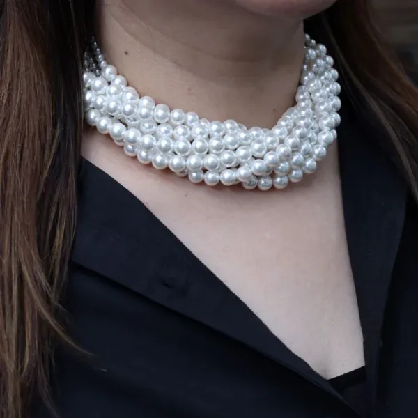 White_Brass_Premium_&_Elegant_Twisted_Pearl_Choker_Necklace_For_Women