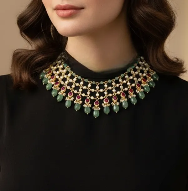 Gold_Nitasha_Pearl_And_Green_Drop_Necklace_Set_For_Women