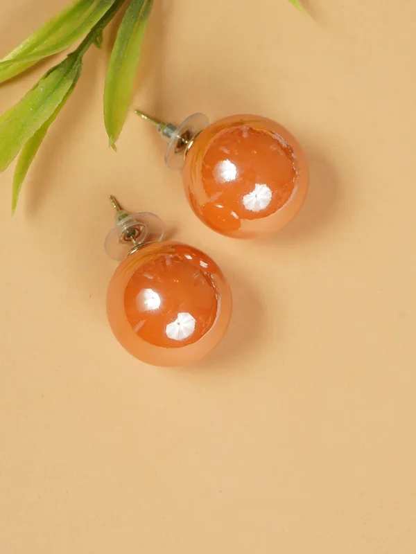 Orange_Colour_Pearl_Stud_Earrings