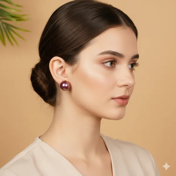 Wine_Colour_Pearl_Stud_Earrings