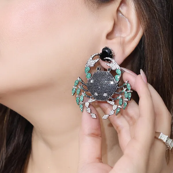 Grey_Blingy_Crab_Earrings_For_Women