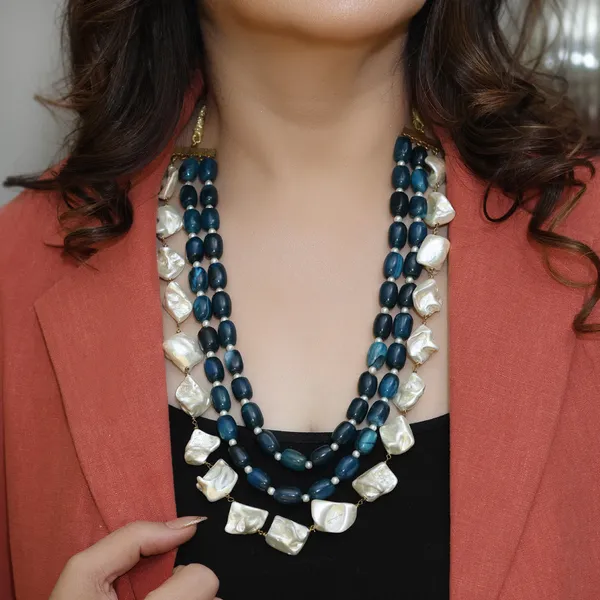 Blue_Rihaana_Layered_Beads_Necklace_For_Women