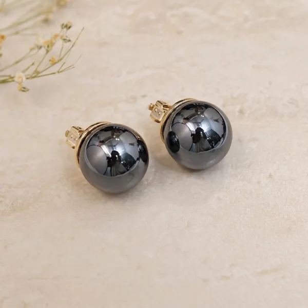 Black_Chrome_Pearl_Studs_With_Back_Clip_For_Women