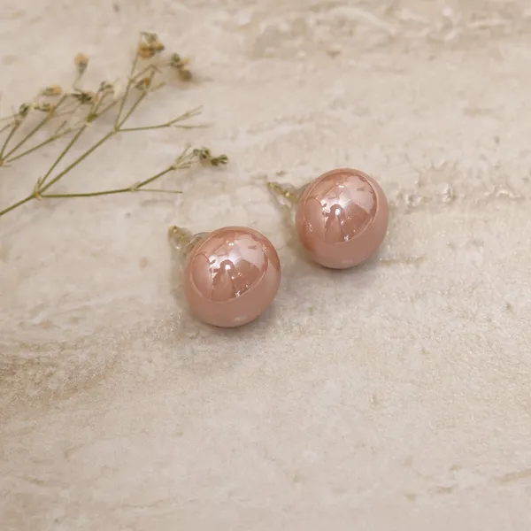Peach_Chrome_Pearl_Stud_Earrings_For_Women