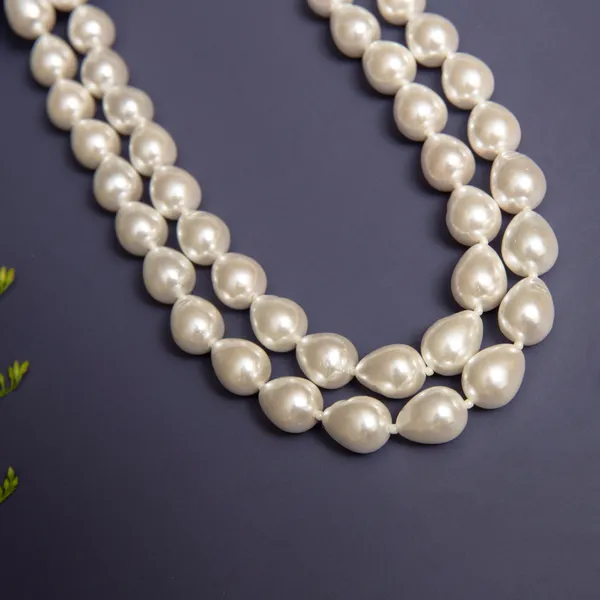 White_Double_Line_Pearl_Necklace_Set_For_Women